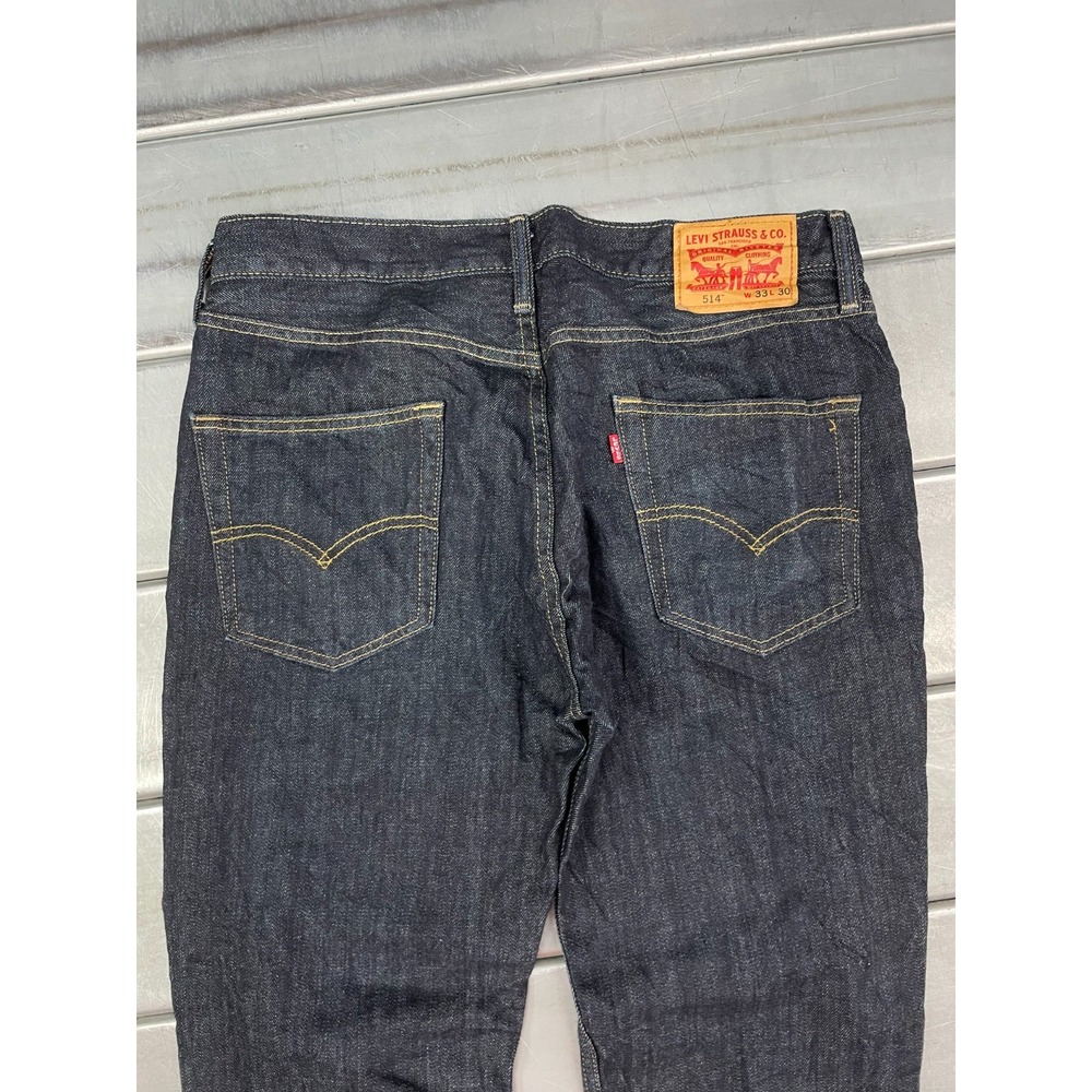 Levis 514 Straight Leg Jeans Mens 33x30 Blue Dark Wash Denim 100% Cotton - Picture 12 of 16